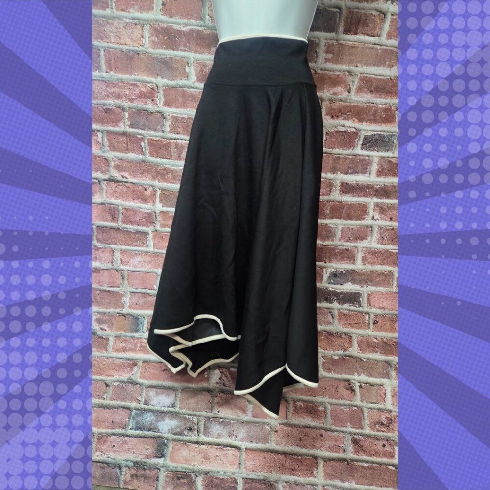 Picci Women's Black Asymmetrical Skirt Size‎ Large High Waist Modal Blend New